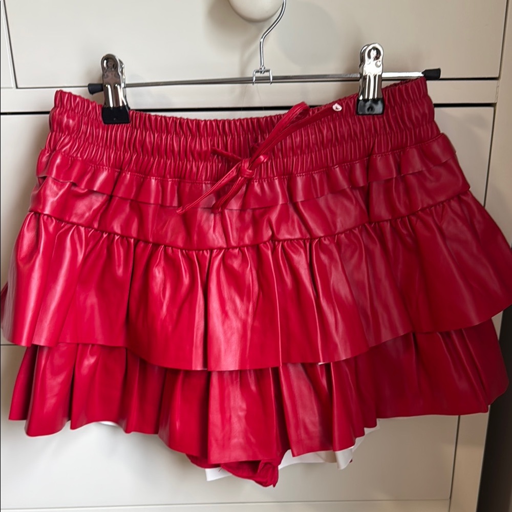 Red Ruffled Mini Skort - Picture 4 of 6